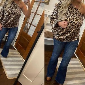 One shoulder leopard print blouse - never worn